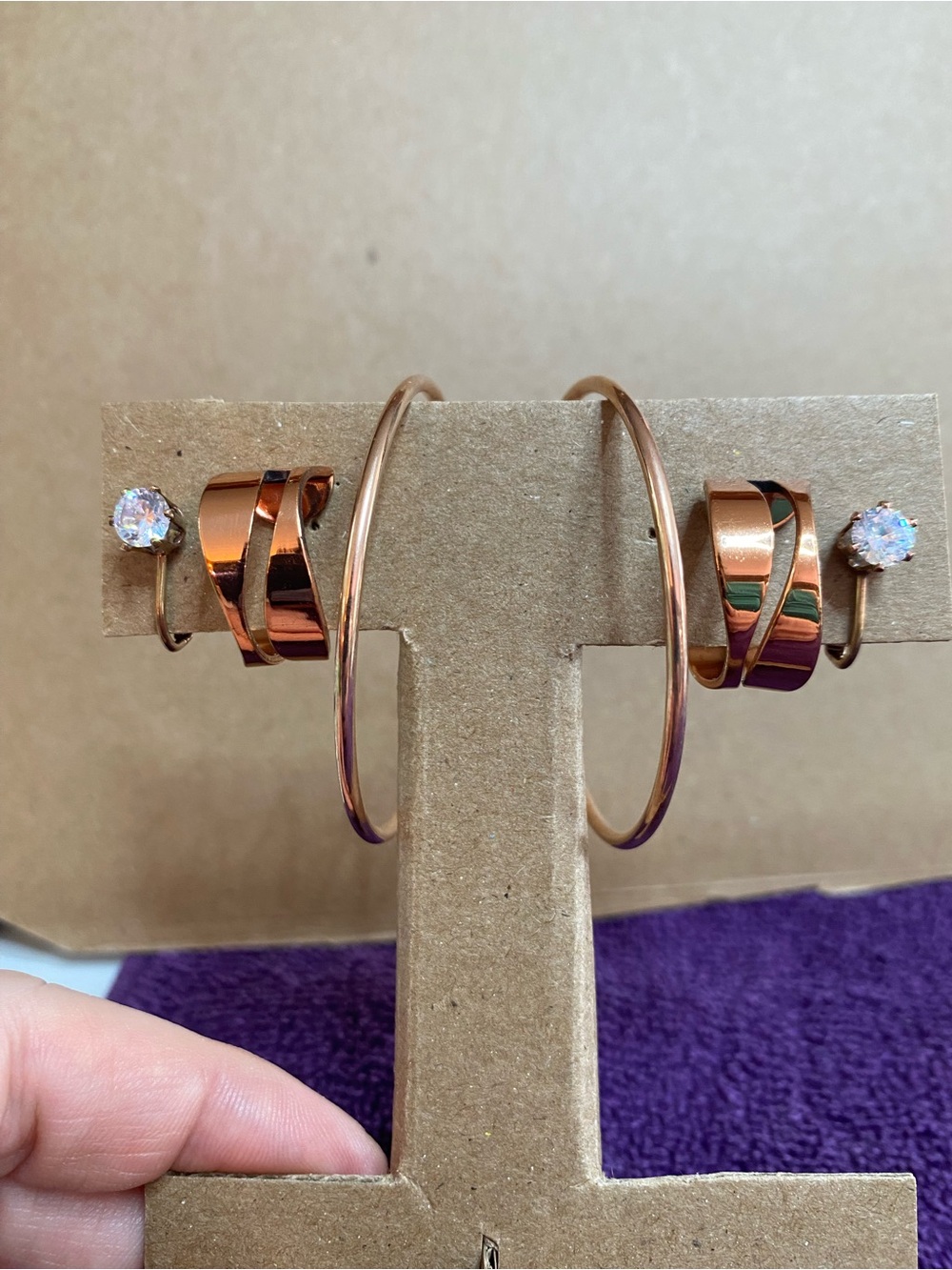 Rose Gold/Copper Earring Set